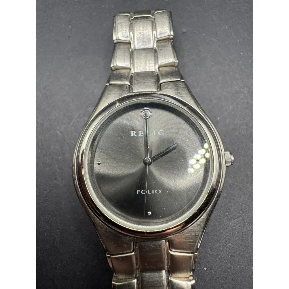 RELIC Folio ZR77021 Silver Tone Quartz Analog Men's Watch 30M Water Resistant